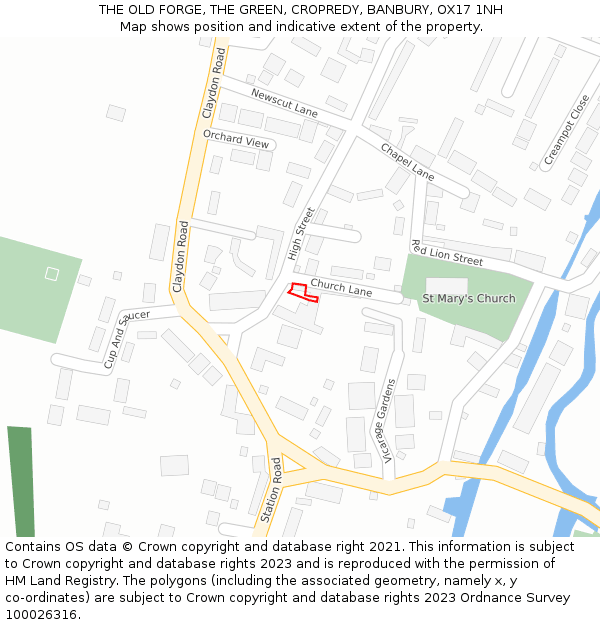 THE OLD FORGE, THE GREEN, CROPREDY, BANBURY, OX17 1NH: Location map and indicative extent of plot