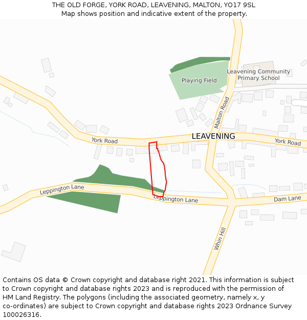 THE OLD FORGE, YORK ROAD, LEAVENING, MALTON, YO17 9SL: Location map and indicative extent of plot