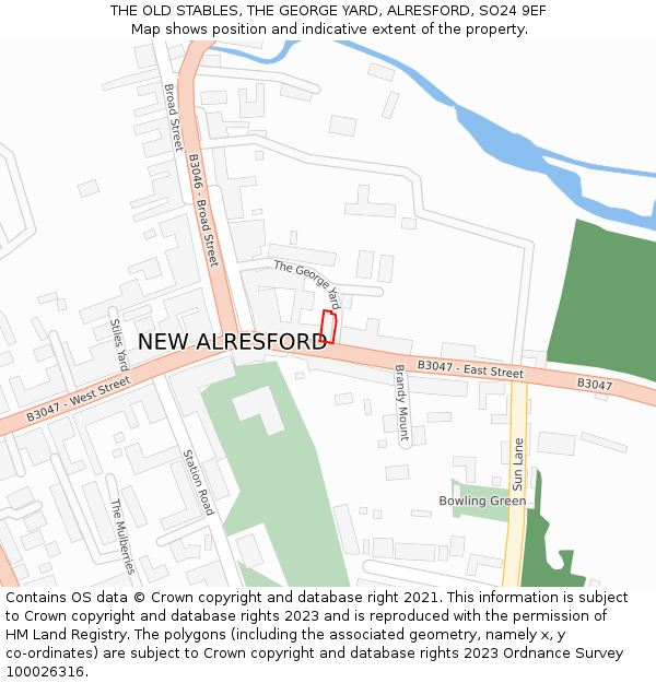 THE OLD STABLES, THE GEORGE YARD, ALRESFORD, SO24 9EF: Location map and indicative extent of plot