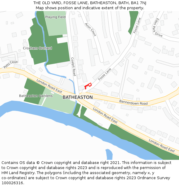 THE OLD YARD, FOSSE LANE, BATHEASTON, BATH, BA1 7NJ: Location map and indicative extent of plot