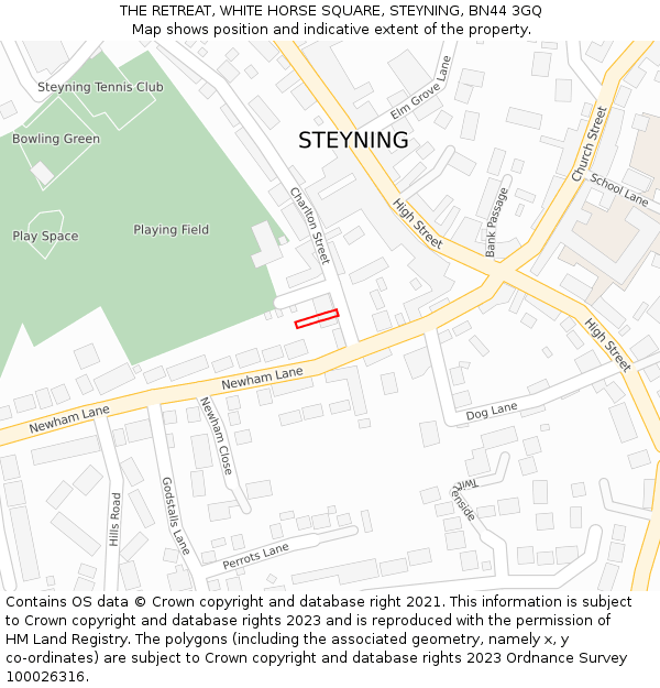 THE RETREAT, WHITE HORSE SQUARE, STEYNING, BN44 3GQ: Location map and indicative extent of plot