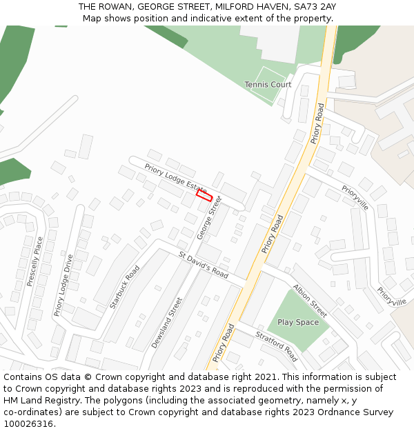 THE ROWAN, GEORGE STREET, MILFORD HAVEN, SA73 2AY: Location map and indicative extent of plot