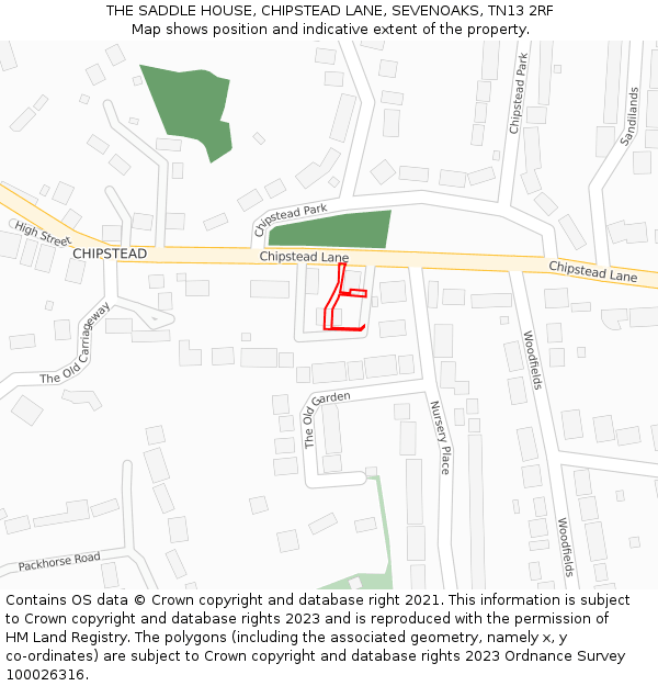 THE SADDLE HOUSE, CHIPSTEAD LANE, SEVENOAKS, TN13 2RF: Location map and indicative extent of plot