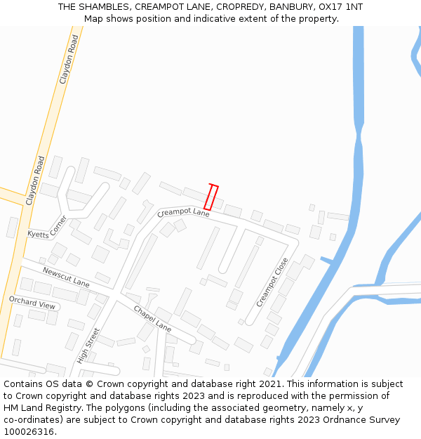 THE SHAMBLES, CREAMPOT LANE, CROPREDY, BANBURY, OX17 1NT: Location map and indicative extent of plot