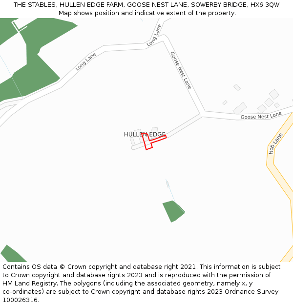 THE STABLES, HULLEN EDGE FARM, GOOSE NEST LANE, SOWERBY BRIDGE, HX6 3QW: Location map and indicative extent of plot