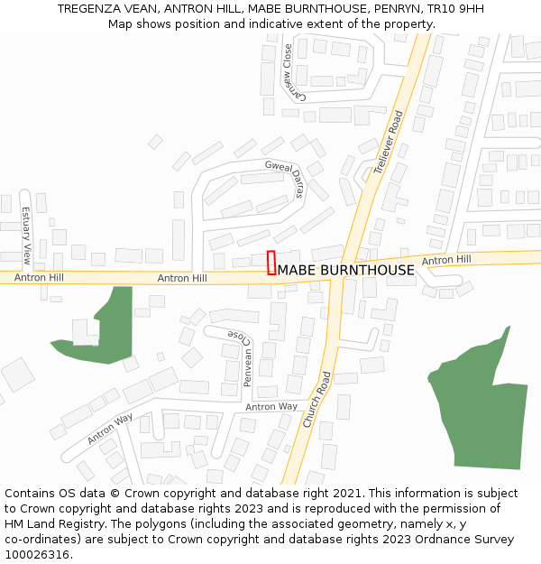 TREGENZA VEAN, ANTRON HILL, MABE BURNTHOUSE, PENRYN, TR10 9HH: Location map and indicative extent of plot