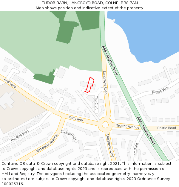 TUDOR BARN, LANGROYD ROAD, COLNE, BB8 7AN: Location map and indicative extent of plot