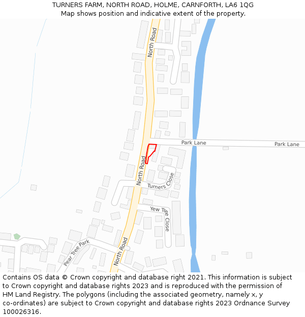 TURNERS FARM, NORTH ROAD, HOLME, CARNFORTH, LA6 1QG: Location map and indicative extent of plot