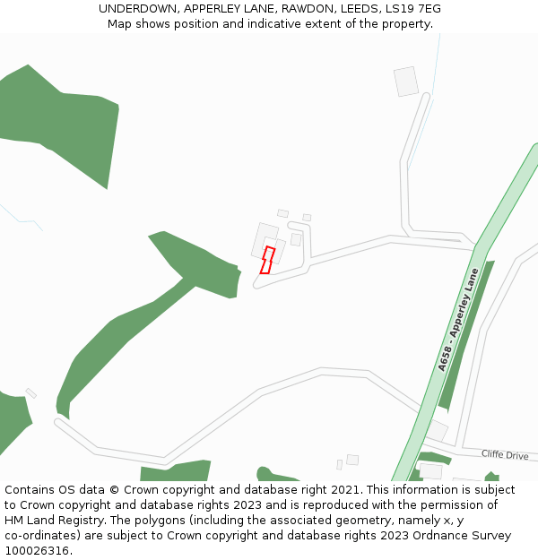 UNDERDOWN, APPERLEY LANE, RAWDON, LEEDS, LS19 7EG: Location map and indicative extent of plot