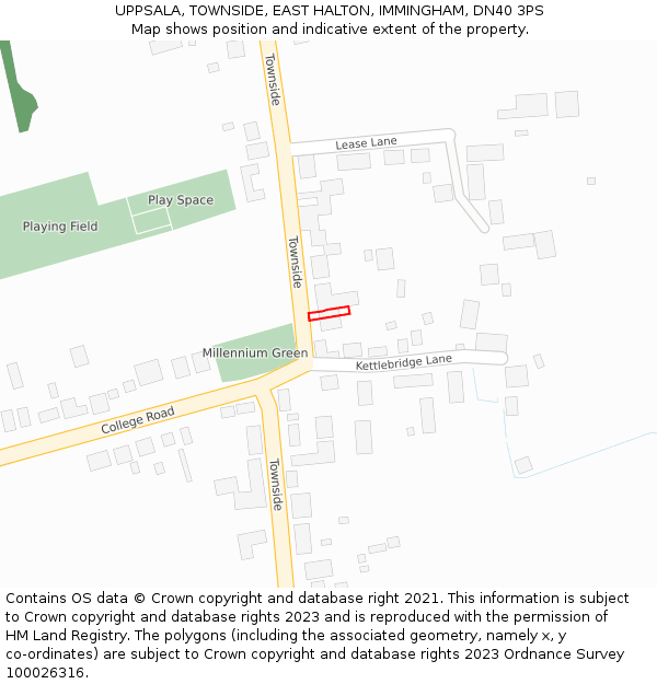 UPPSALA, TOWNSIDE, EAST HALTON, IMMINGHAM, DN40 3PS: Location map and indicative extent of plot