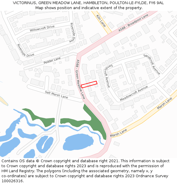 VICTORINUS, GREEN MEADOW LANE, HAMBLETON, POULTON-LE-FYLDE, FY6 9AL: Location map and indicative extent of plot