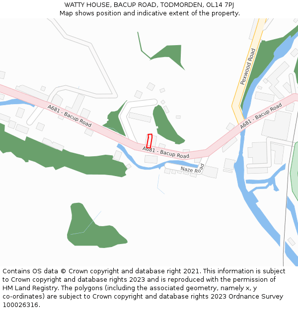 WATTY HOUSE, BACUP ROAD, TODMORDEN, OL14 7PJ: Location map and indicative extent of plot