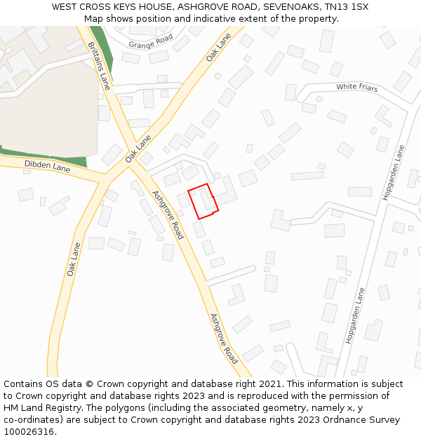 WEST CROSS KEYS HOUSE, ASHGROVE ROAD, SEVENOAKS, TN13 1SX: Location map and indicative extent of plot