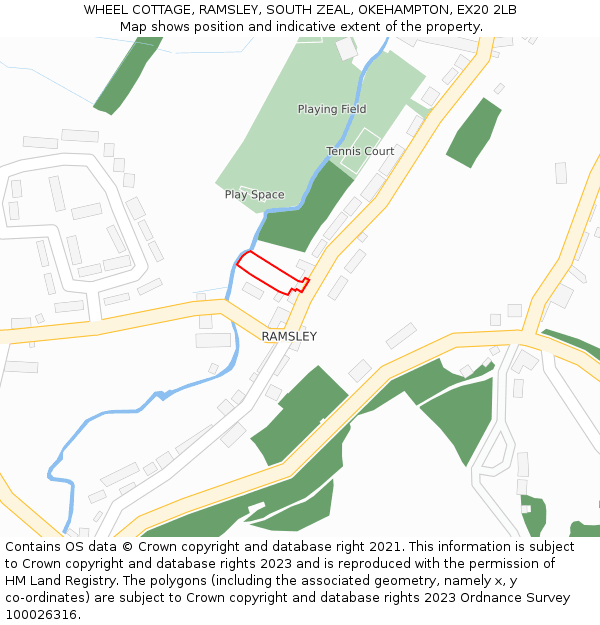 WHEEL COTTAGE, RAMSLEY, SOUTH ZEAL, OKEHAMPTON, EX20 2LB: Location map and indicative extent of plot