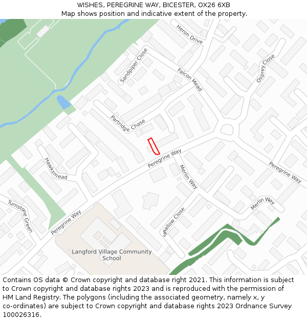 WISHES, PEREGRINE WAY, BICESTER, OX26 6XB: Location map and indicative extent of plot