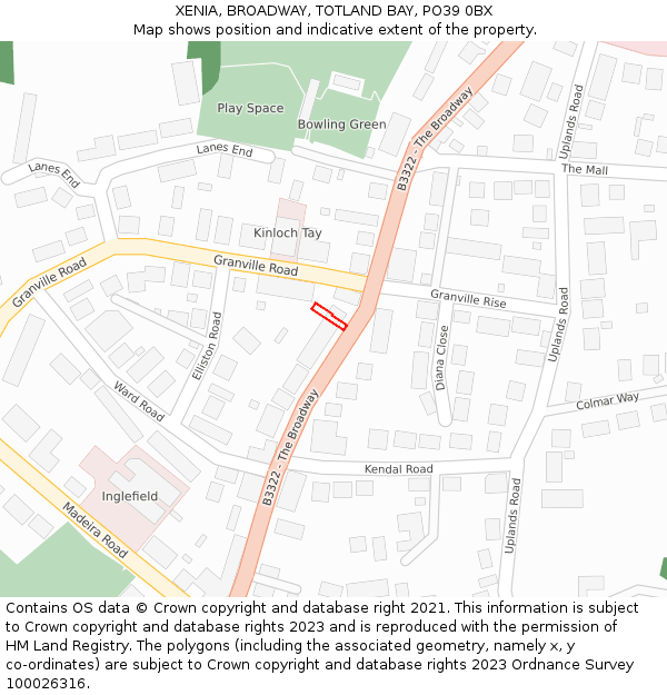 XENIA, BROADWAY, TOTLAND BAY, PO39 0BX: Location map and indicative extent of plot