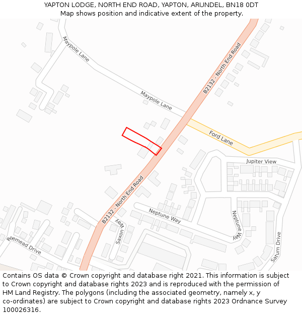 YAPTON LODGE, NORTH END ROAD, YAPTON, ARUNDEL, BN18 0DT: Location map and indicative extent of plot