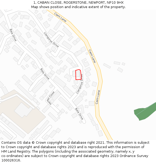1, CABAN CLOSE, ROGERSTONE, NEWPORT, NP10 9HX: Location map and indicative extent of plot