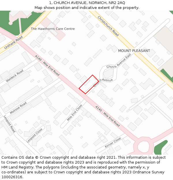 1, CHURCH AVENUE, NORWICH, NR2 2AQ: Location map and indicative extent of plot