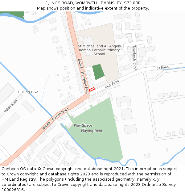 1, INGS ROAD, WOMBWELL, BARNSLEY, S73 0BP: Location map and indicative extent of plot