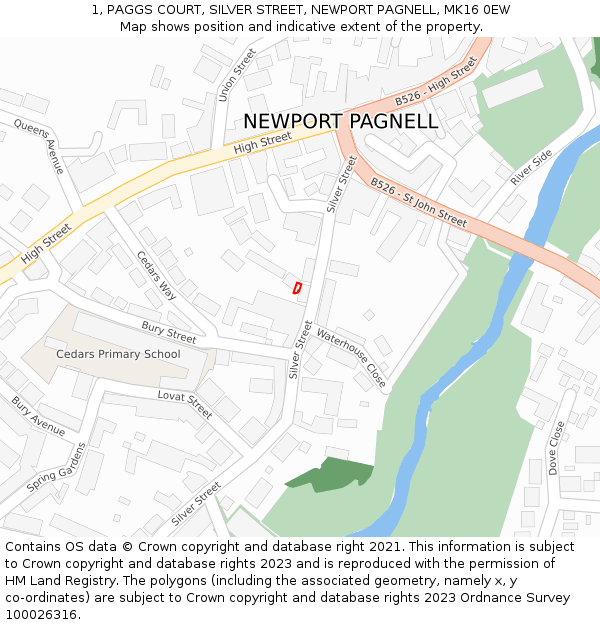 1, PAGGS COURT, SILVER STREET, NEWPORT PAGNELL, MK16 0EW: Location map and indicative extent of plot