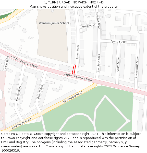 1, TURNER ROAD, NORWICH, NR2 4HD: Location map and indicative extent of plot