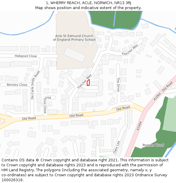 1, WHERRY REACH, ACLE, NORWICH, NR13 3RJ: Location map and indicative extent of plot