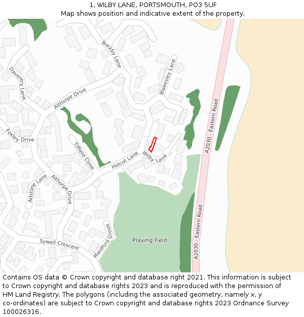 1, WILBY LANE, PORTSMOUTH, PO3 5UF: Location map and indicative extent of plot