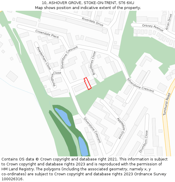 10, ASHOVER GROVE, STOKE-ON-TRENT, ST6 6XU: Location map and indicative extent of plot