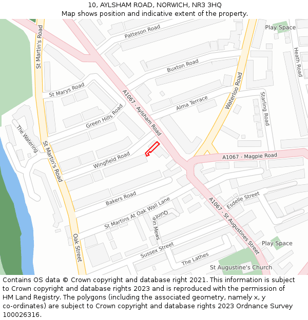 10, AYLSHAM ROAD, NORWICH, NR3 3HQ: Location map and indicative extent of plot