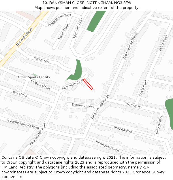 10, BANKSMAN CLOSE, NOTTINGHAM, NG3 3EW: Location map and indicative extent of plot