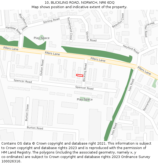 10, BLICKLING ROAD, NORWICH, NR6 6DQ: Location map and indicative extent of plot