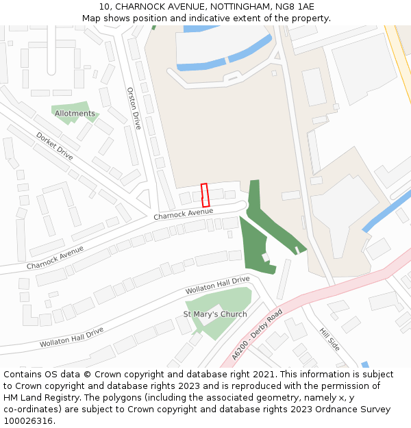 10, CHARNOCK AVENUE, NOTTINGHAM, NG8 1AE: Location map and indicative extent of plot