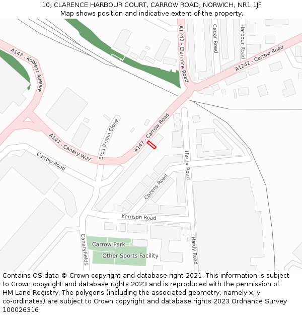 10, CLARENCE HARBOUR COURT, CARROW ROAD, NORWICH, NR1 1JF: Location map and indicative extent of plot