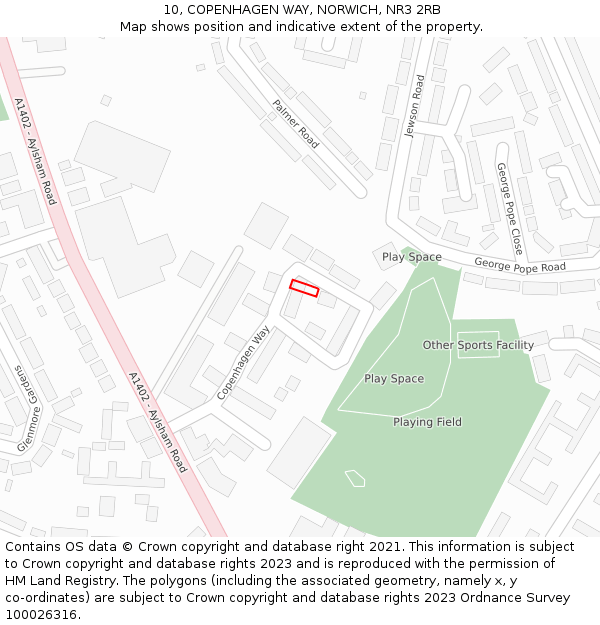10, COPENHAGEN WAY, NORWICH, NR3 2RB: Location map and indicative extent of plot