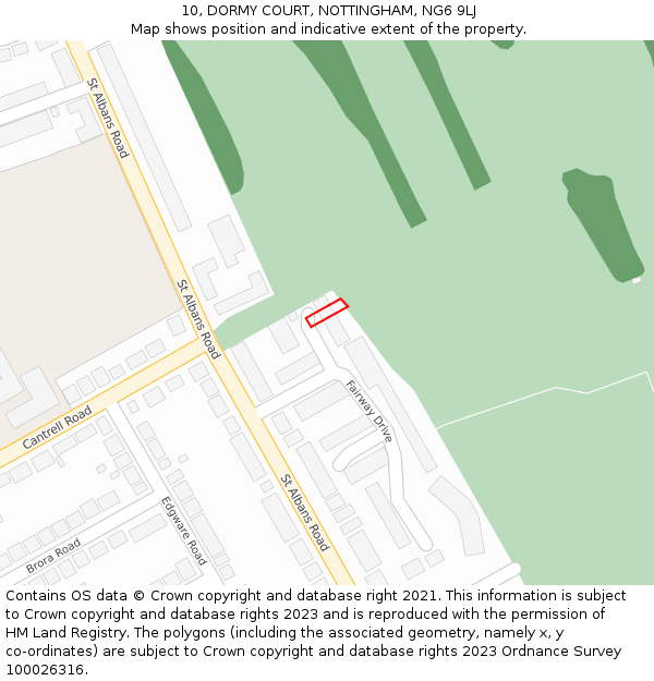 10, DORMY COURT, NOTTINGHAM, NG6 9LJ: Location map and indicative extent of plot