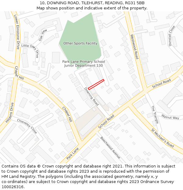 10, DOWNING ROAD, TILEHURST, READING, RG31 5BB: Location map and indicative extent of plot