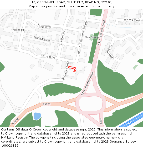 10, GREENWICH ROAD, SHINFIELD, READING, RG2 9FJ: Location map and indicative extent of plot