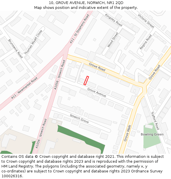 10, GROVE AVENUE, NORWICH, NR1 2QD: Location map and indicative extent of plot
