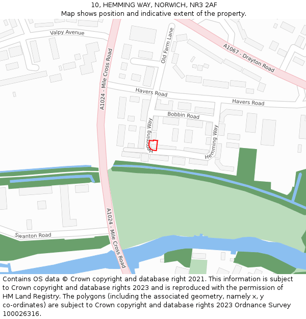 10, HEMMING WAY, NORWICH, NR3 2AF: Location map and indicative extent of plot
