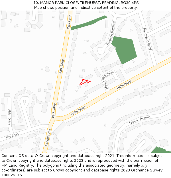 10, MANOR PARK CLOSE, TILEHURST, READING, RG30 4PS: Location map and indicative extent of plot