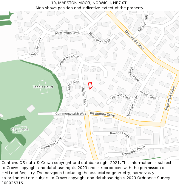 10, MARSTON MOOR, NORWICH, NR7 0TL: Location map and indicative extent of plot