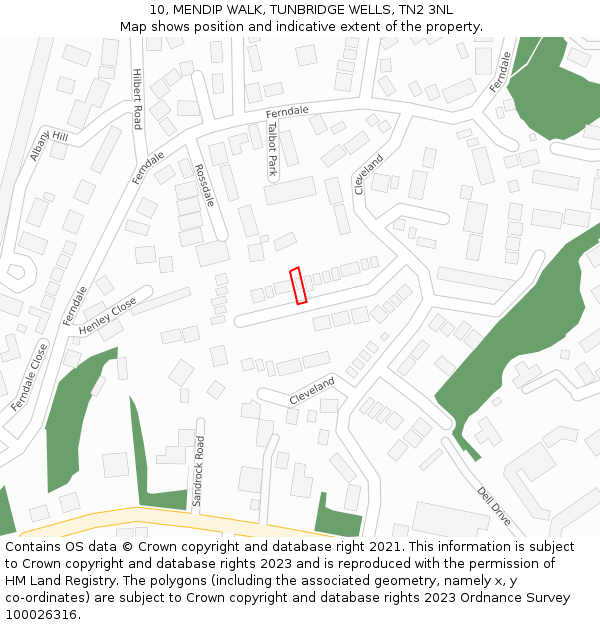 10, MENDIP WALK, TUNBRIDGE WELLS, TN2 3NL: Location map and indicative extent of plot