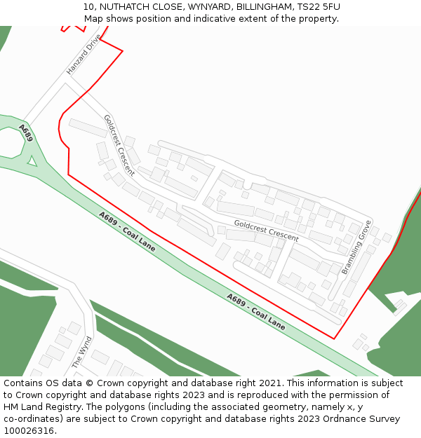 10, NUTHATCH CLOSE, WYNYARD, BILLINGHAM, TS22 5FU: Location map and indicative extent of plot