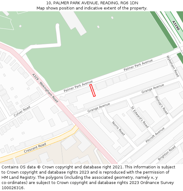 10, PALMER PARK AVENUE, READING, RG6 1DN: Location map and indicative extent of plot