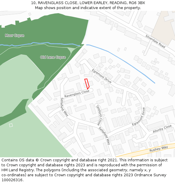 10, RAVENGLASS CLOSE, LOWER EARLEY, READING, RG6 3BX: Location map and indicative extent of plot
