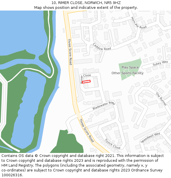 10, RIMER CLOSE, NORWICH, NR5 9HZ: Location map and indicative extent of plot