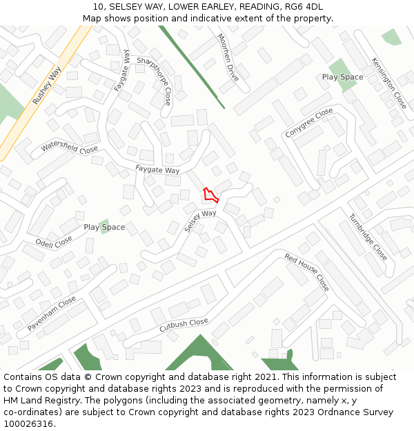 10, SELSEY WAY, LOWER EARLEY, READING, RG6 4DL: Location map and indicative extent of plot