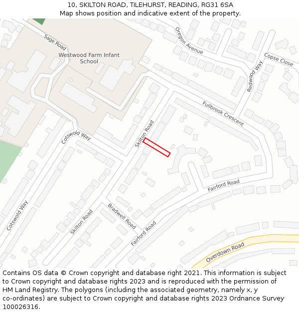 10, SKILTON ROAD, TILEHURST, READING, RG31 6SA: Location map and indicative extent of plot