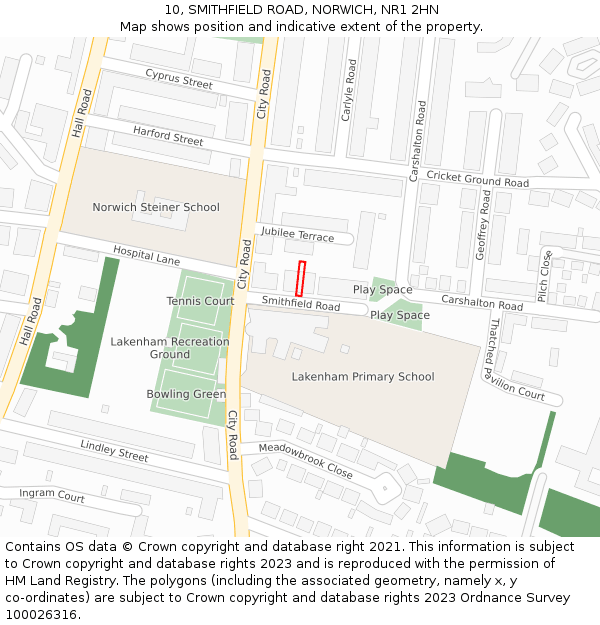 10, SMITHFIELD ROAD, NORWICH, NR1 2HN: Location map and indicative extent of plot